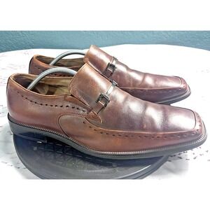 Stacy Adams Dress Shoes Sz 12 Brown Leather Moc Toe Slip On Loafer Monk Horsebit